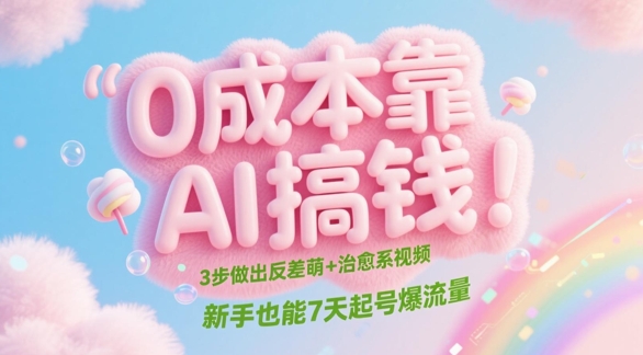 0成本靠AI搞钱！3步做出反差萌+治愈系视频，新手也能7天起号爆流量好项目网-专注分享网络创业项目落地实操课程 – 全网首发_高质量创业项目输出好项目网