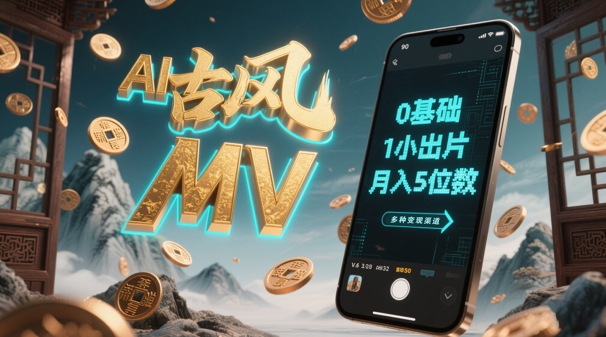 AI一键生成古风音乐MV，0剪辑基础1小时出片，多种变现渠道，一部手机月入5位数好项目网-专注分享网络创业项目落地实操课程 – 全网首发_高质量创业项目输出好项目网