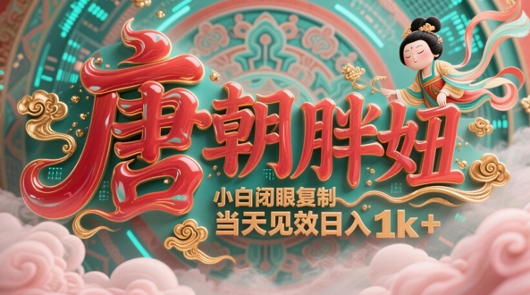 用AI克隆“唐朝胖妞”日更3条，平台疯狂推流，小白闭眼复制，当天见效，日入1k+好项目网-专注分享网络创业项目落地实操课程 – 全网首发_高质量创业项目输出好项目网