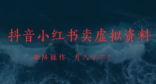 抖音小红书卖虚拟资料，市场需求一直存在，矩阵操作，月入1w+好项目网-专注分享网络创业项目落地实操课程 – 全网首发_高质量创业项目输出好项目网
