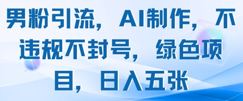 男粉引流，AI制作，不违规不封号，绿色项目，日入五张好项目网-专注分享网络创业项目落地实操课程 – 全网首发_高质量创业项目输出好项目网