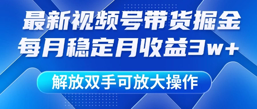 最新视频号带货掘金项目，每月稳定月收益3w+，解放双手，可放大操作智小邦项目网-专注分享网络创业项目落地实操课程 – 全网首发_高质量创业项目输出智小邦项目网