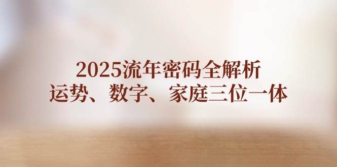 2025流年密码全解析，运势、数字、家庭三位一体好项目网-专注分享网络创业项目落地实操课程 – 全网首发_高质量创业项目输出好项目网